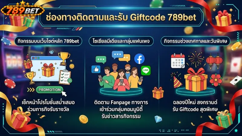 ช่องทางการติดตามและรับ Giftcode 789bet